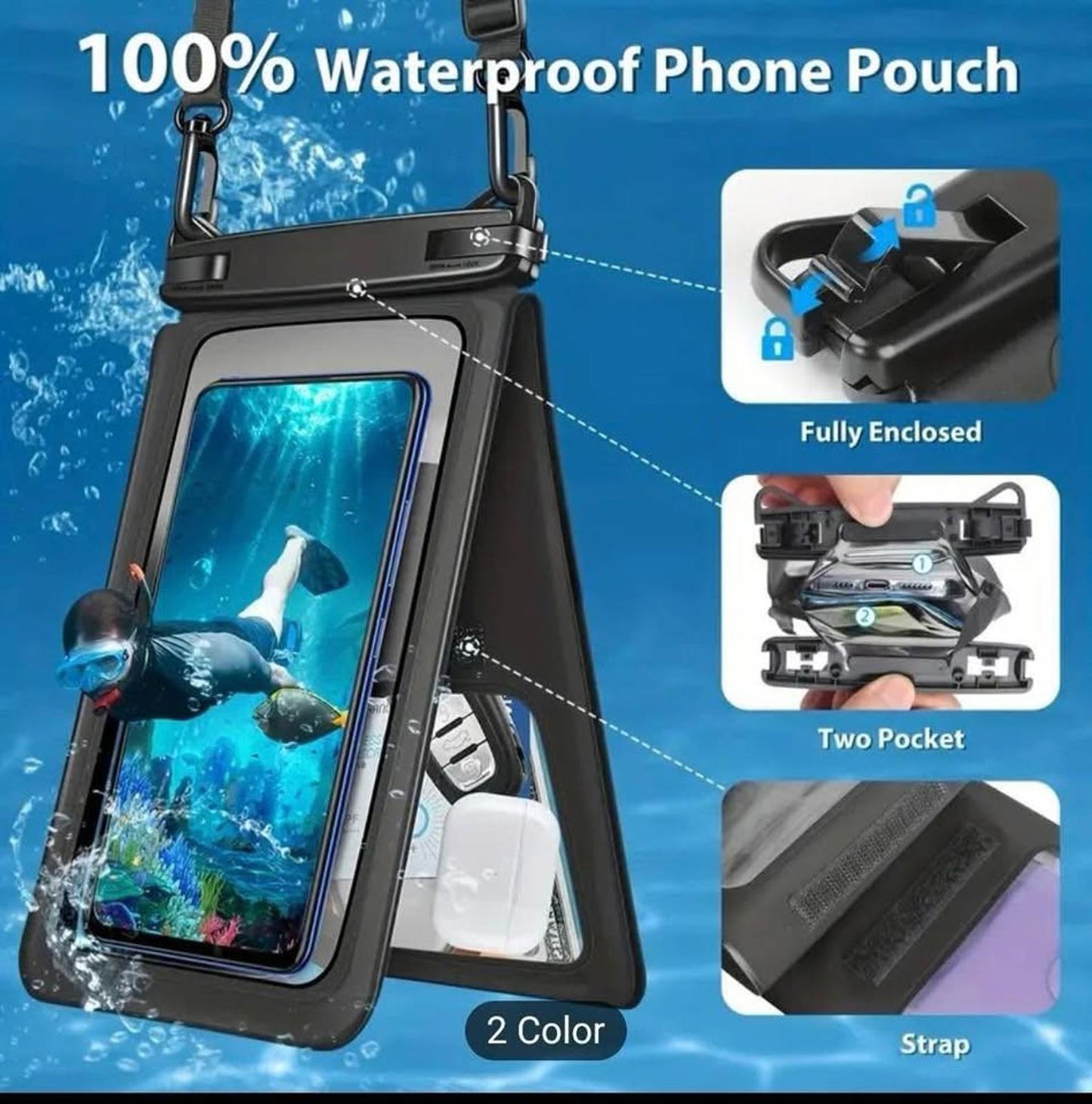 Waterproof Phone Pouch with Dual Compartments ā IPX8 Certified