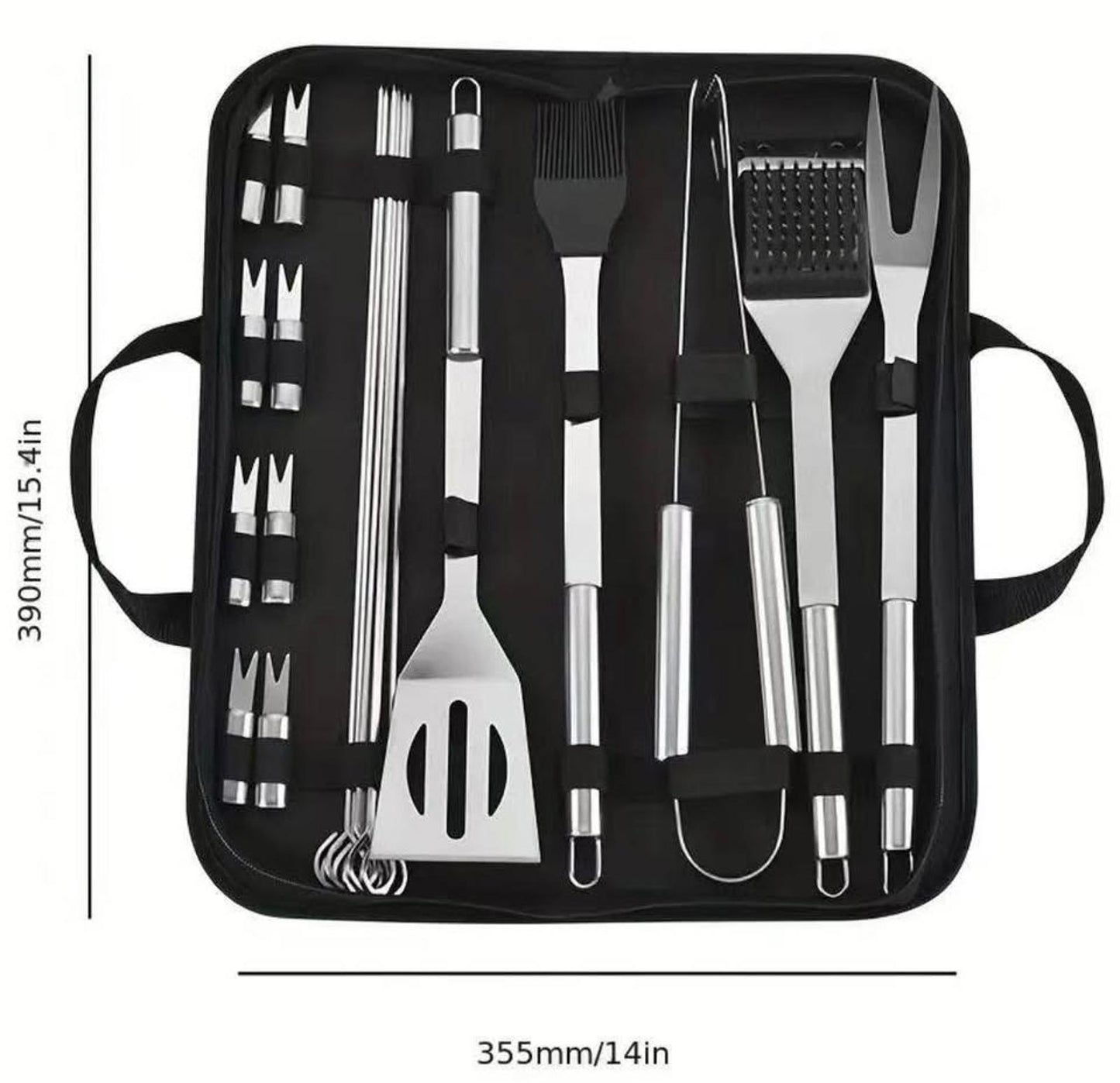 20-Piece Stainless Steel BBQ Tool Set with Carrying Case