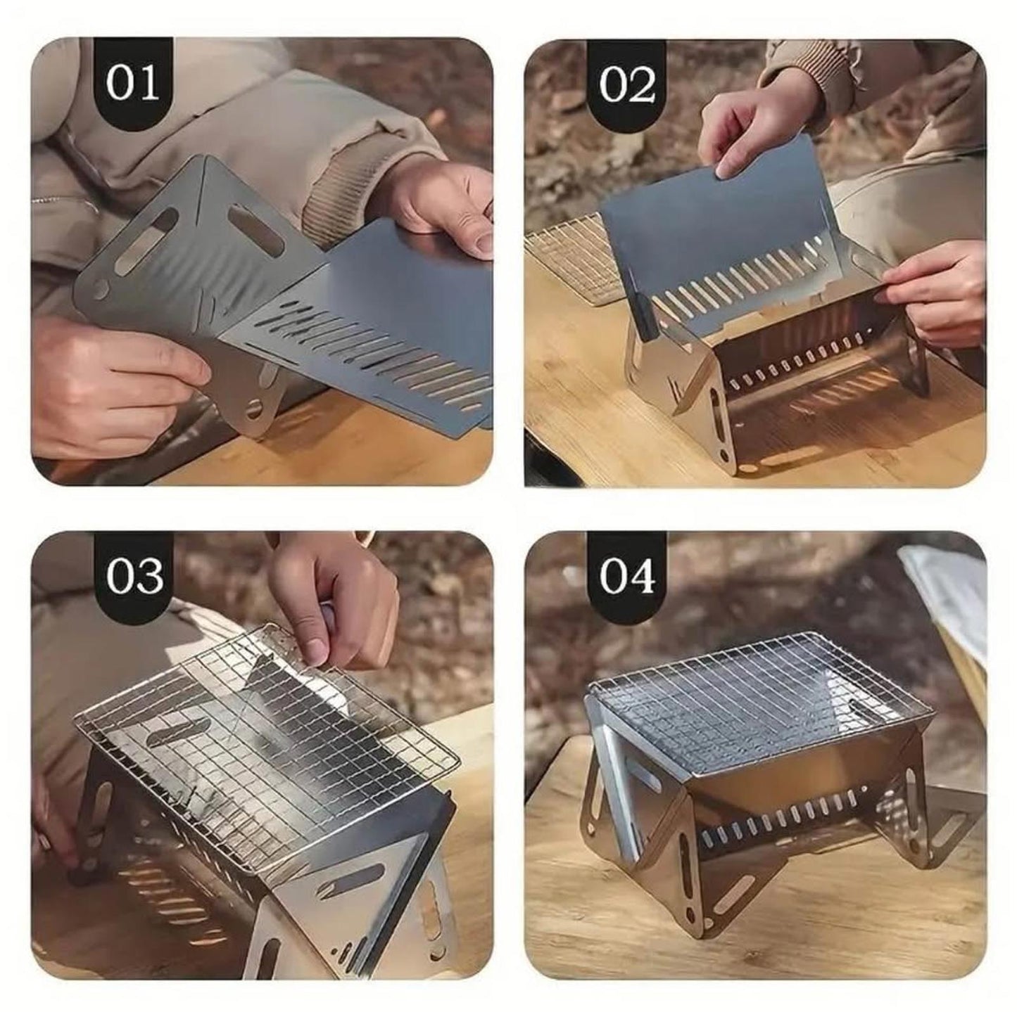 Portable Stainless Steel Camping Grill β Detachable & Compact