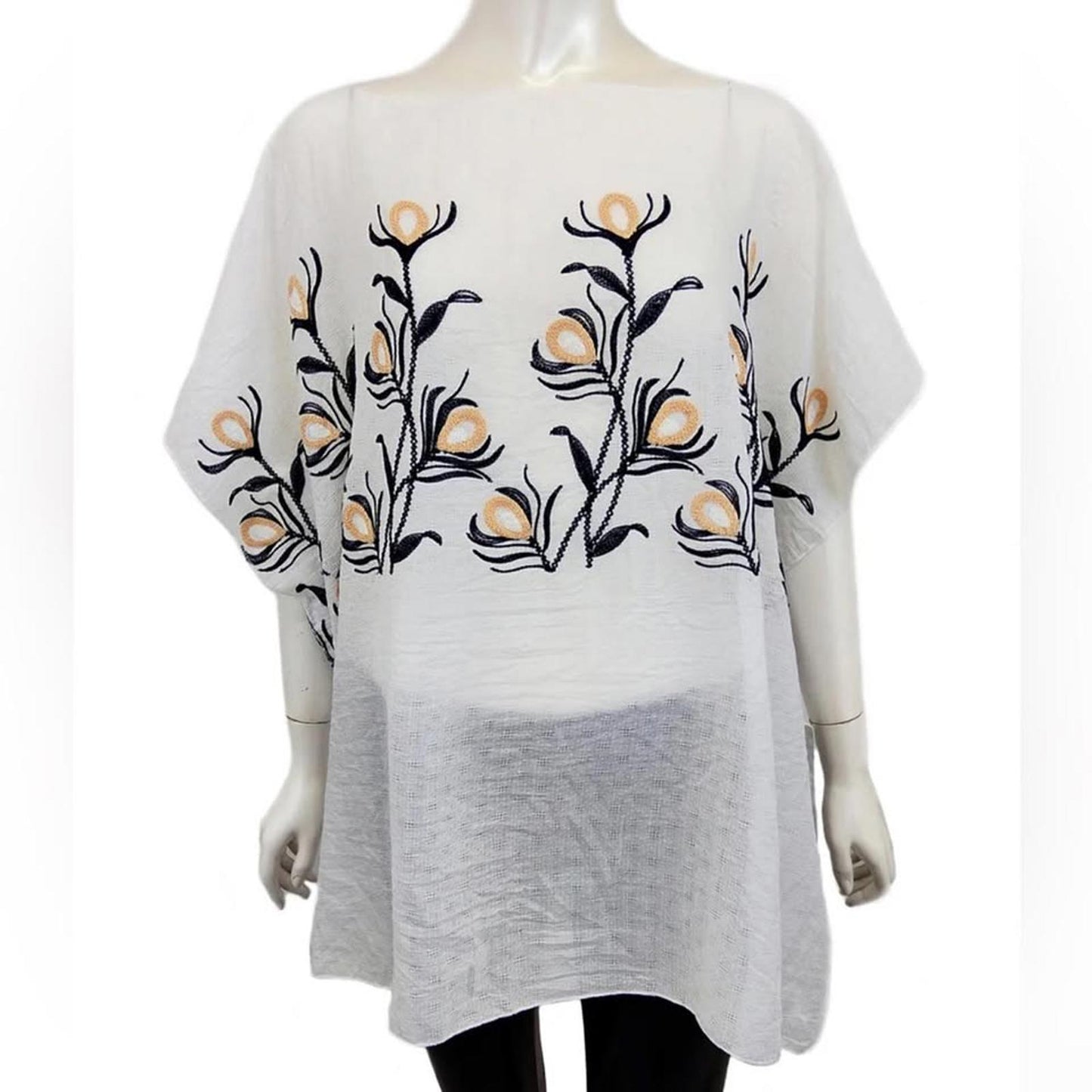 Embroidered White Tunic Top