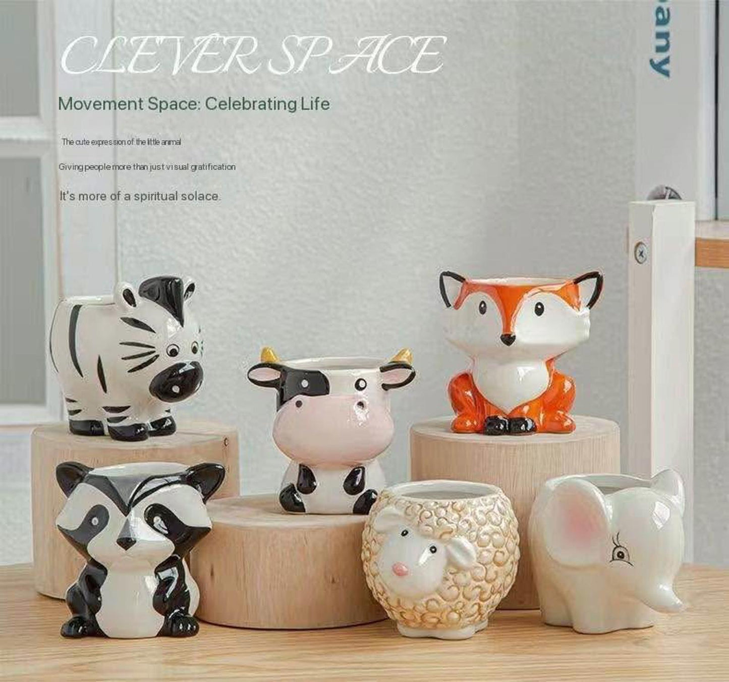 6-Piece Cute Animal Succulent Pot Set β Ceramic Mini Planters