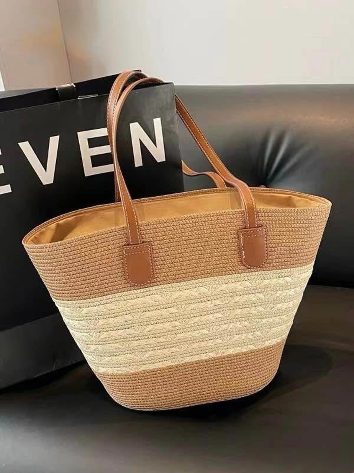 Chic Summer Tote β Straw Woven Bucket Bag with Strap