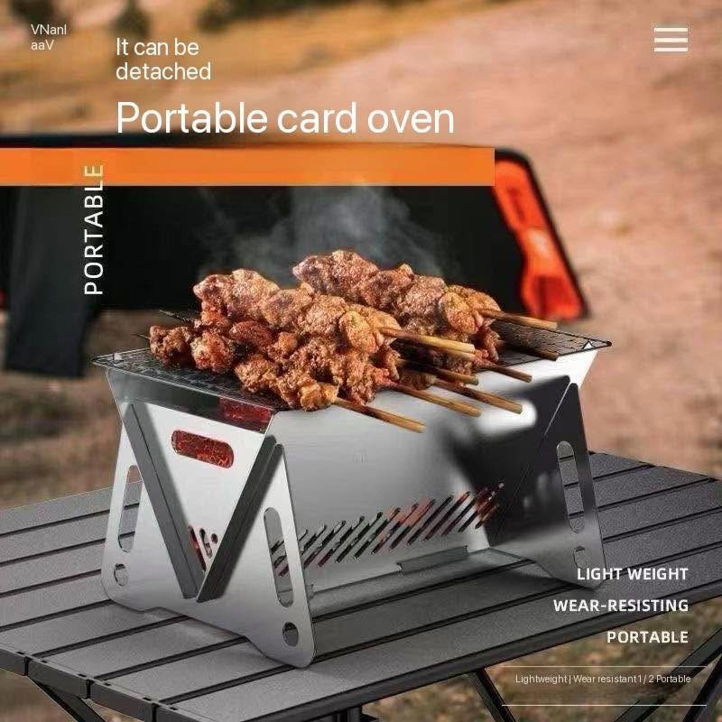 Portable Stainless Steel Camping Grill β Detachable & Compact