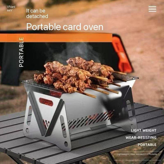 Portable Stainless Steel Camping Grill – Detachable & Compact