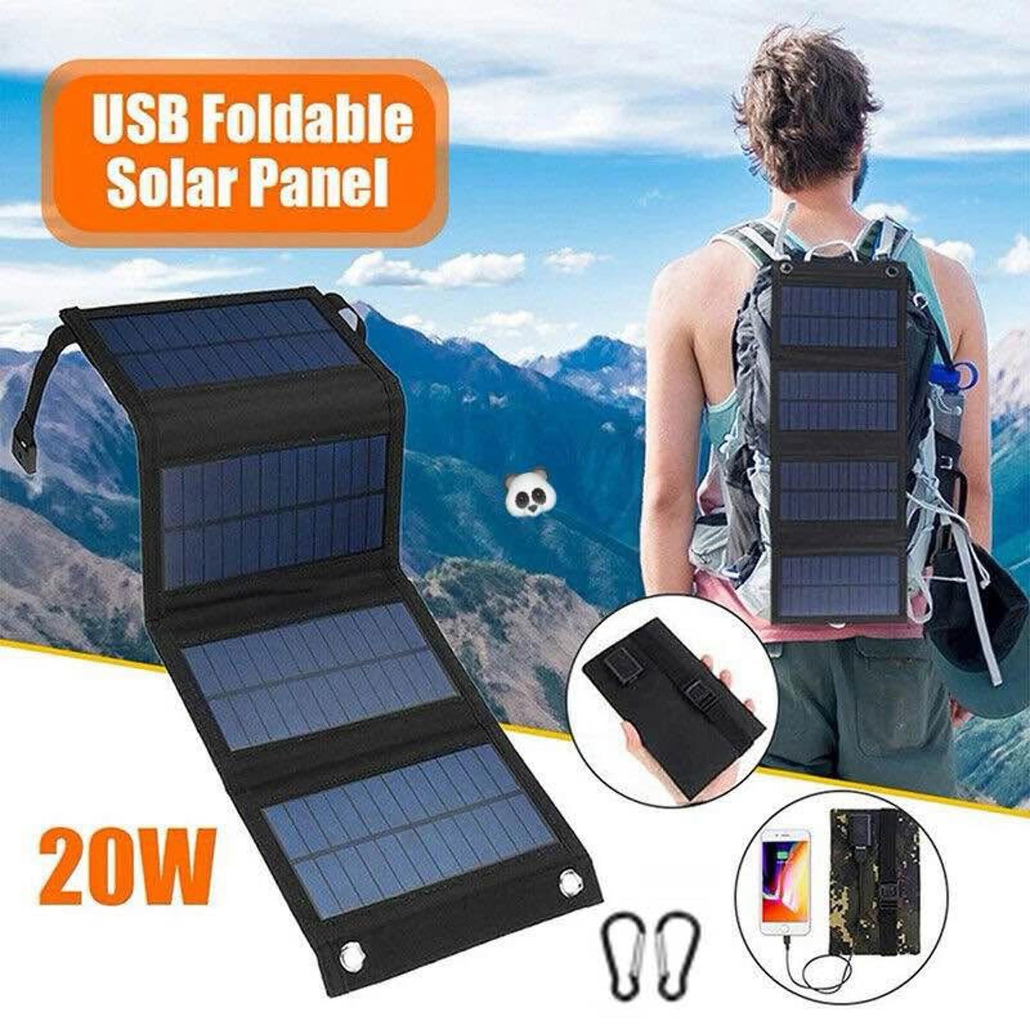 20W Solar Charger Panel ā Portable, Rainproof, Backpack-Ready