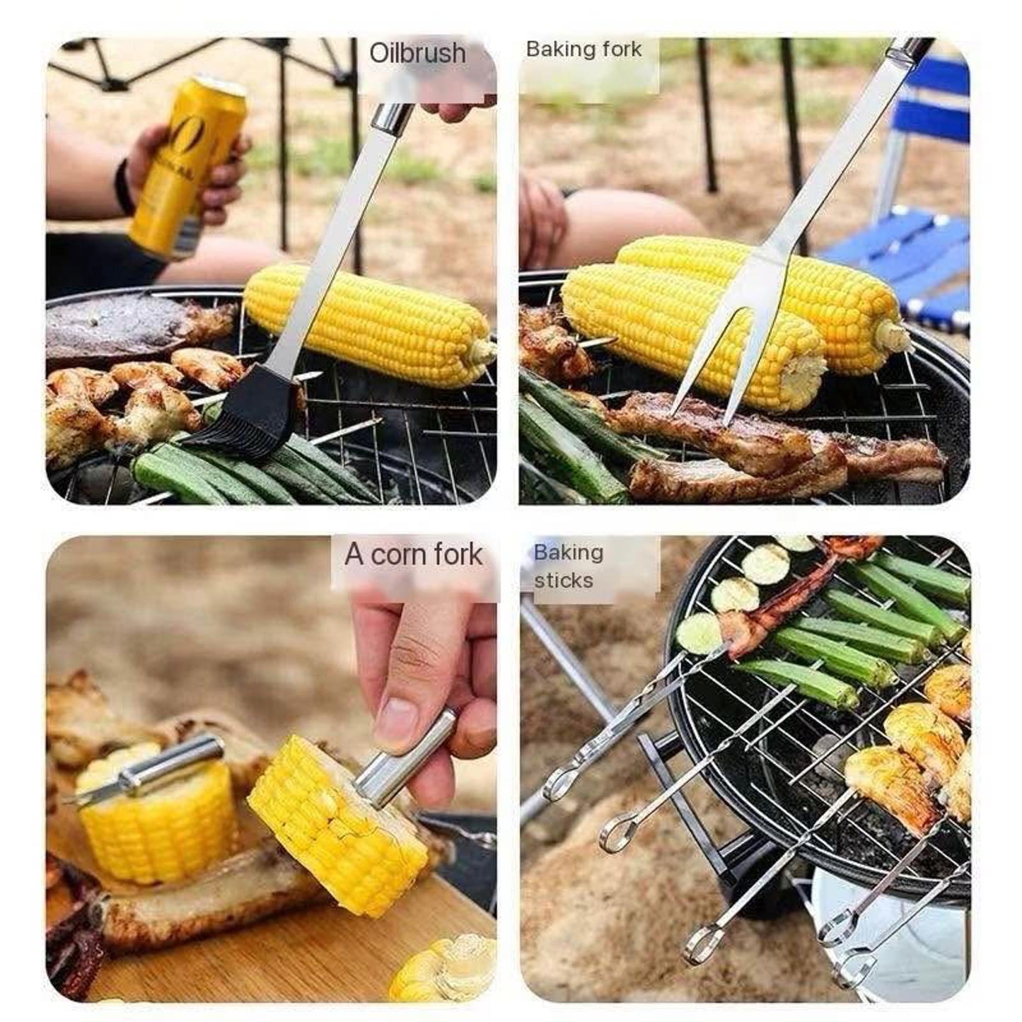 20-Piece Stainless Steel BBQ Tool Set with Carrying Case