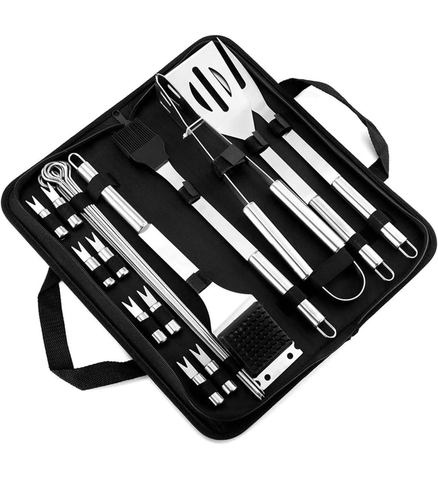 20-Piece Stainless Steel BBQ Tool Set with Carrying Case