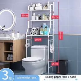 Over-the-Toilet Bathroom Storage Rack – 3-Tier, No Drilling