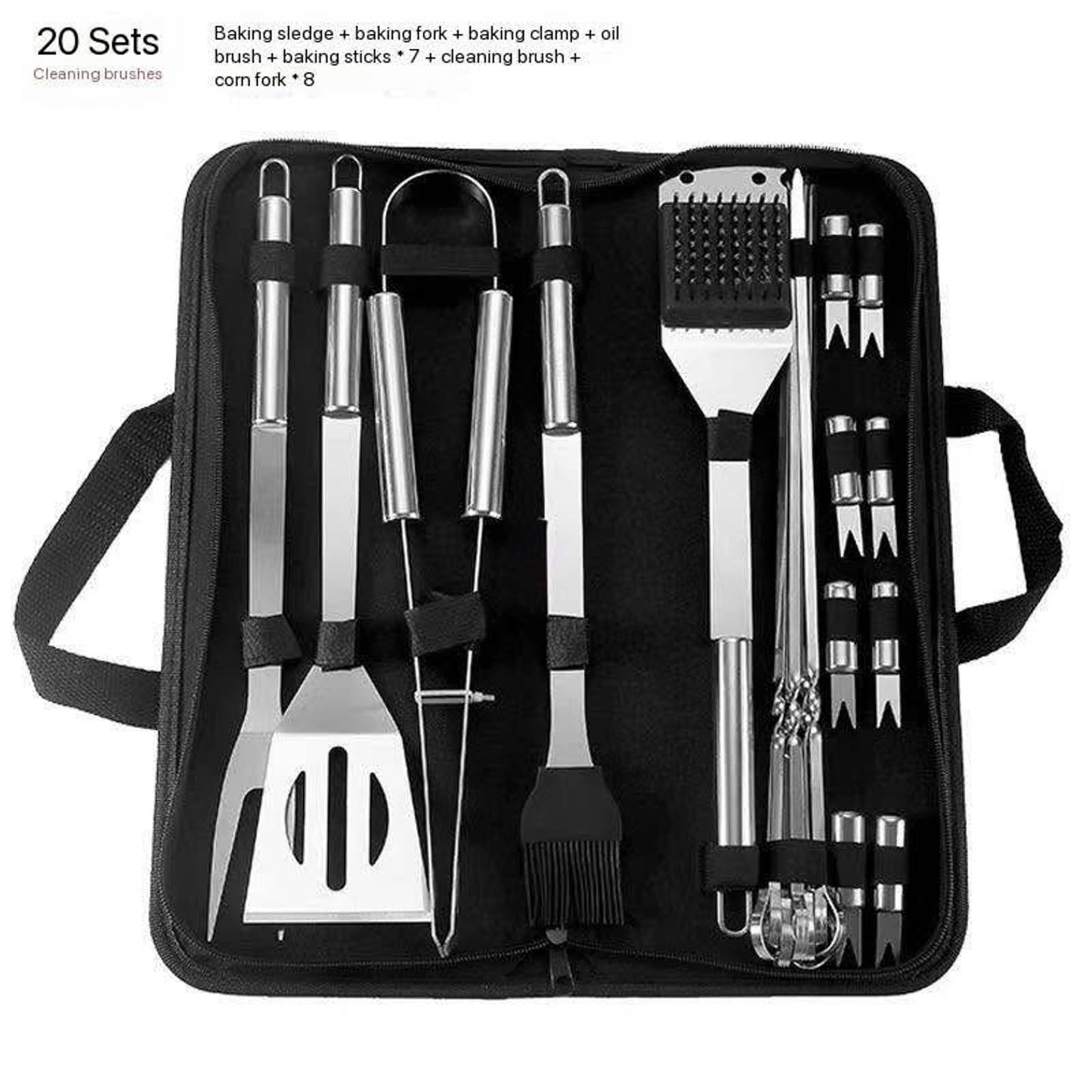 20-Piece Stainless Steel BBQ Tool Set with Carrying Case