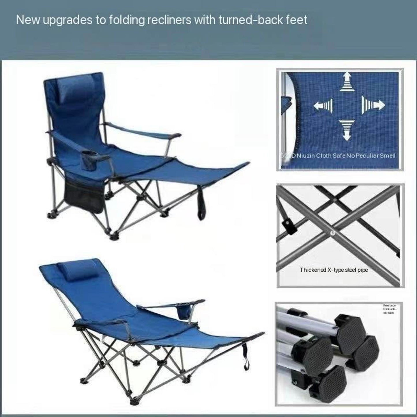 2-in-1 Camping Recliner Chair with Footrest & Headrest