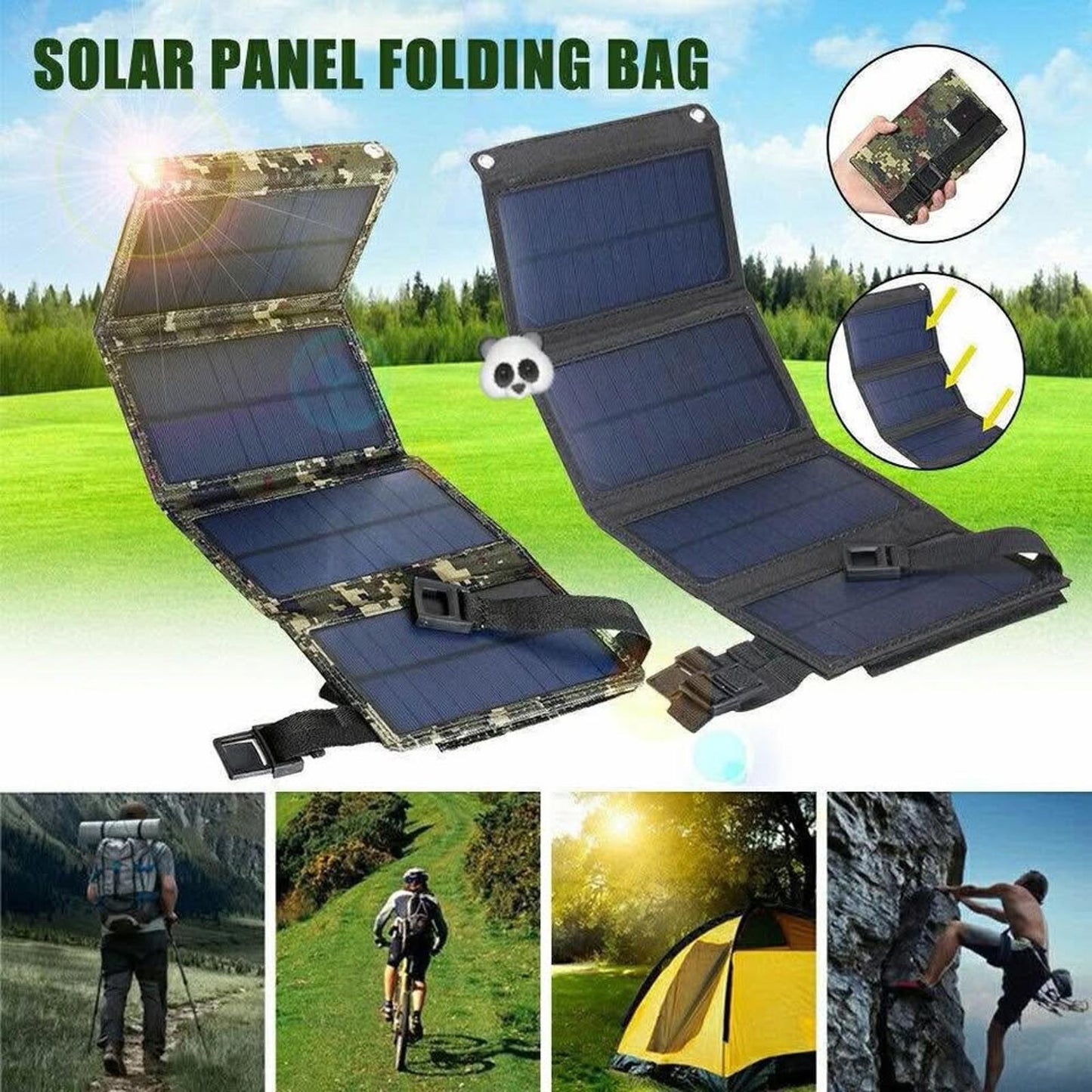 20W Solar Charger Panel ā Portable, Rainproof, Backpack-Ready
