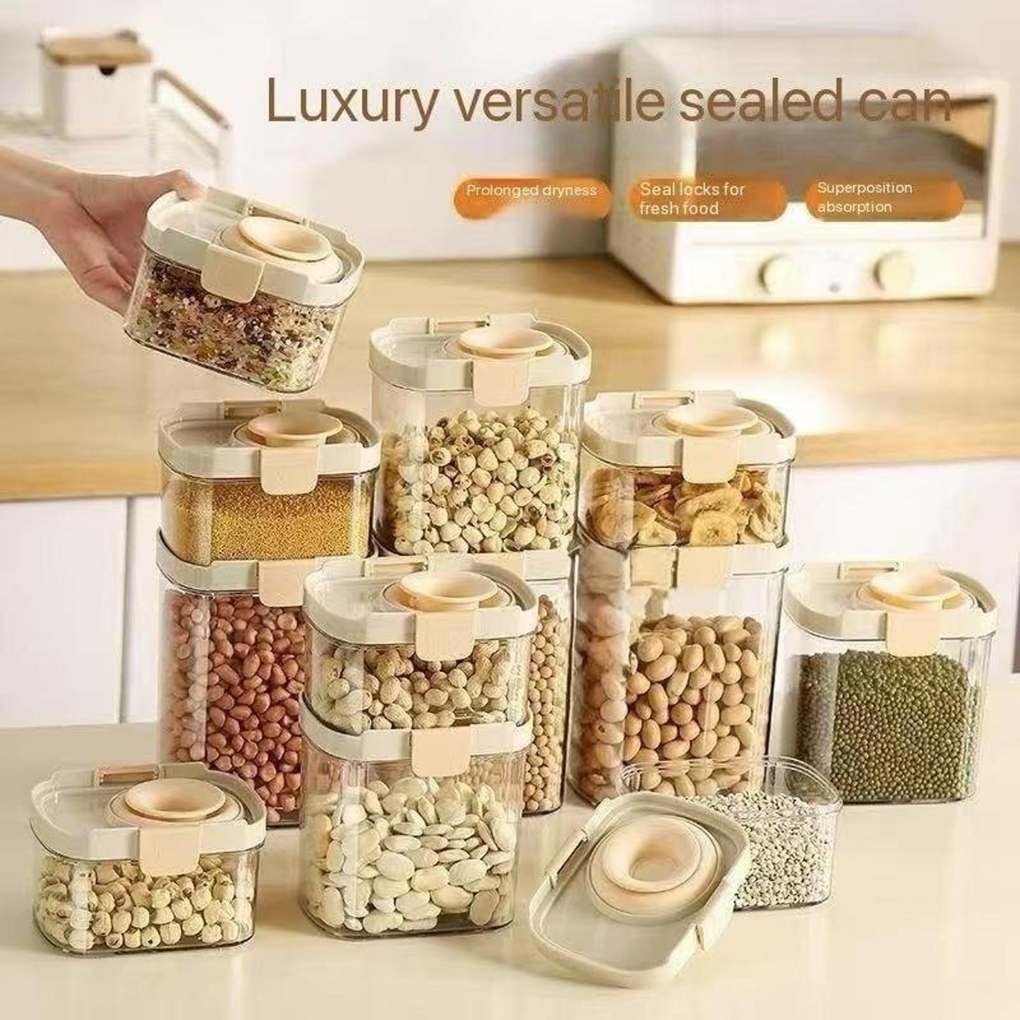 Aesthetic Easy Pour Grain Storage Containers β Stackable & Airtight (2-Pack)
