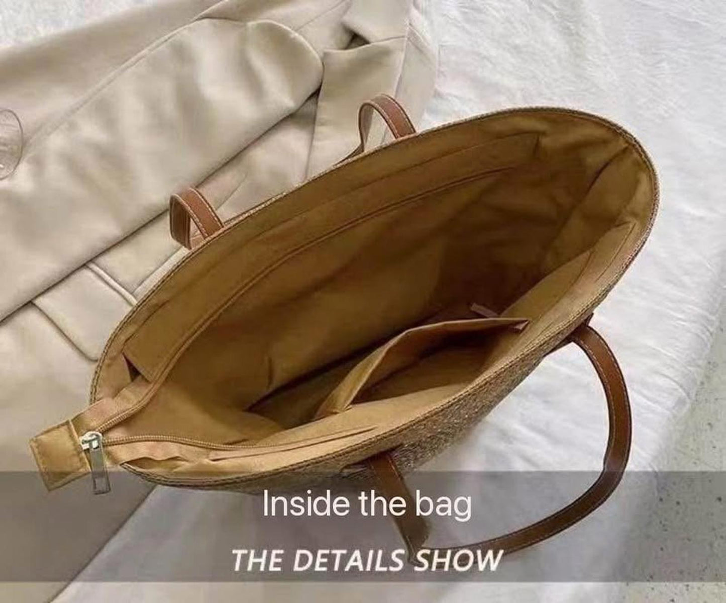 Chic Summer Tote β Straw Woven Bucket Bag with Strap