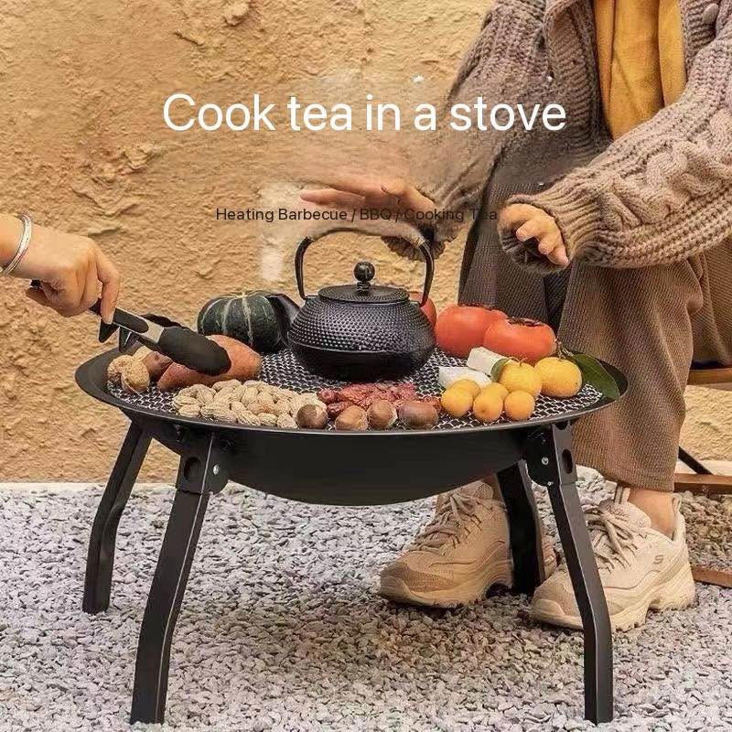 BBQ + Bonfire in One ā Foldable Fire Pit