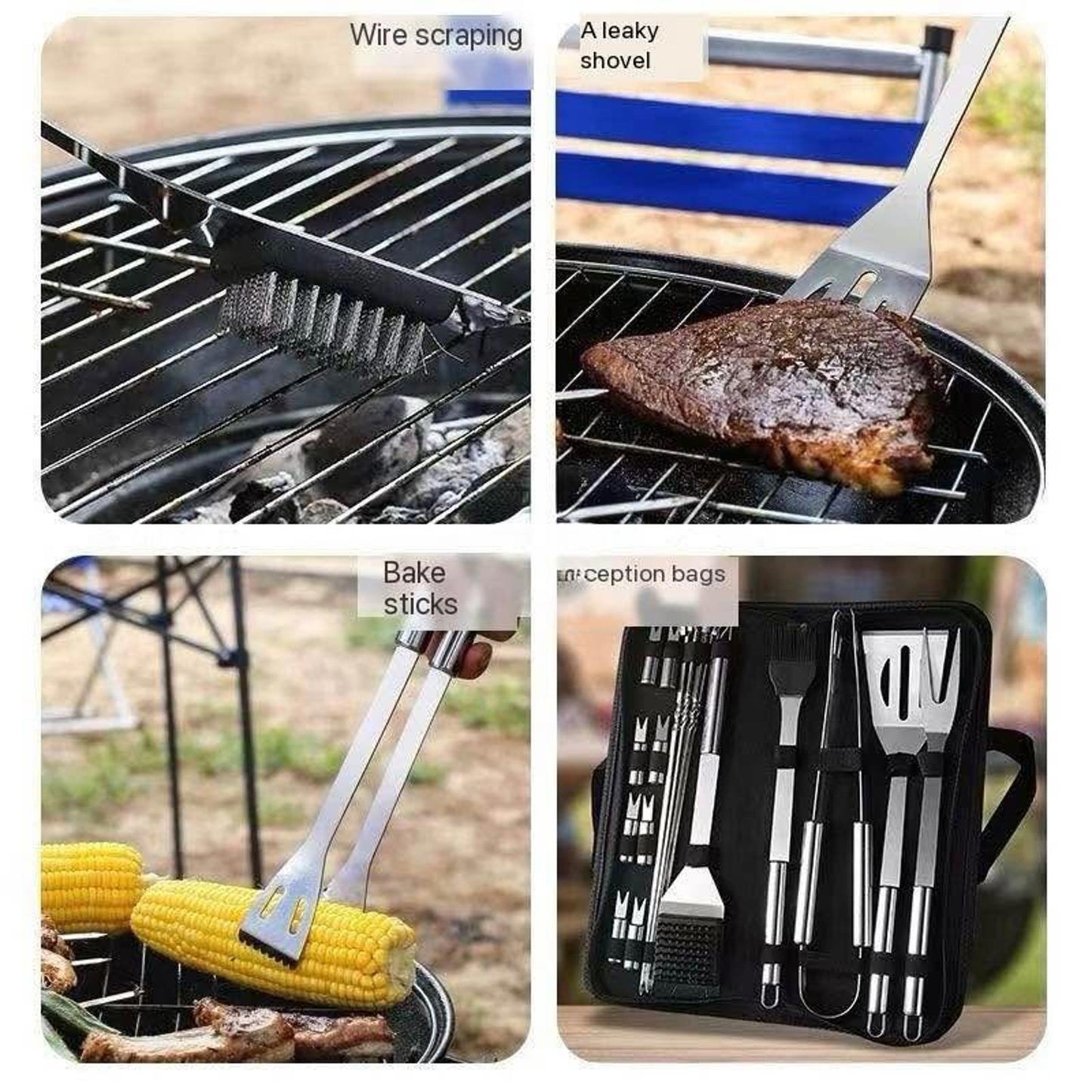 20-Piece Stainless Steel BBQ Tool Set with Carrying Case