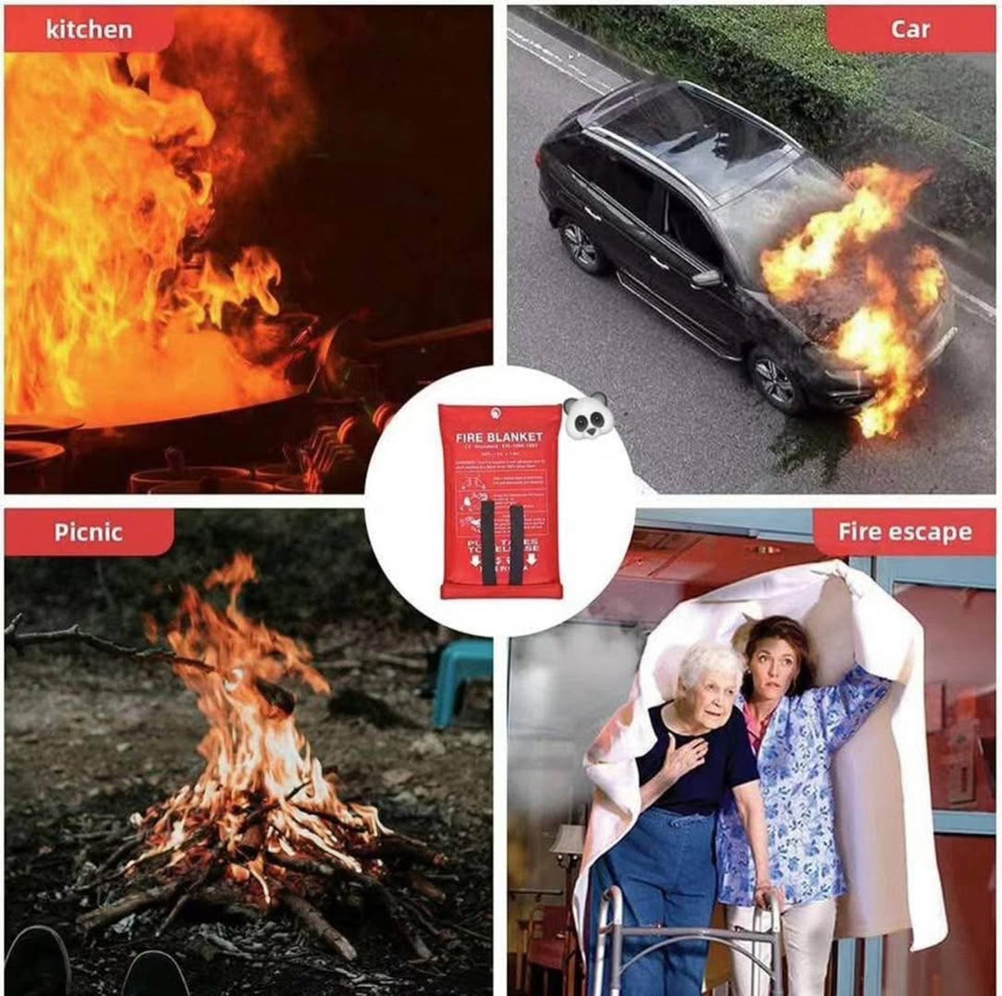 Emergency Fire Blanket โ Heat Resistant & Reusable (1ร1m)