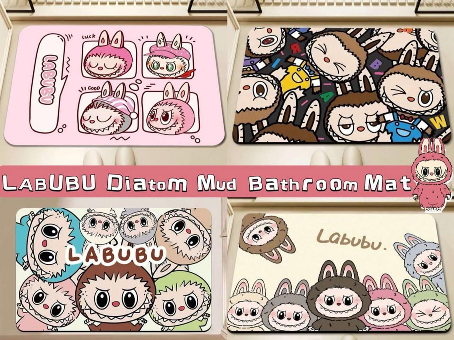 LABUBU Soft Diatom Mud Bathroom Mat