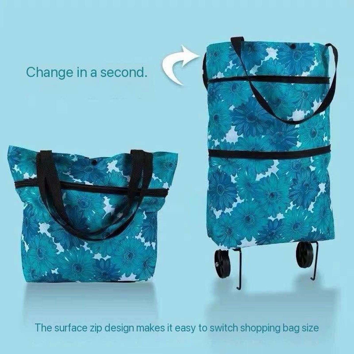 Folding Shopping Cart Tote β 2-in-1 Bag with Wheels