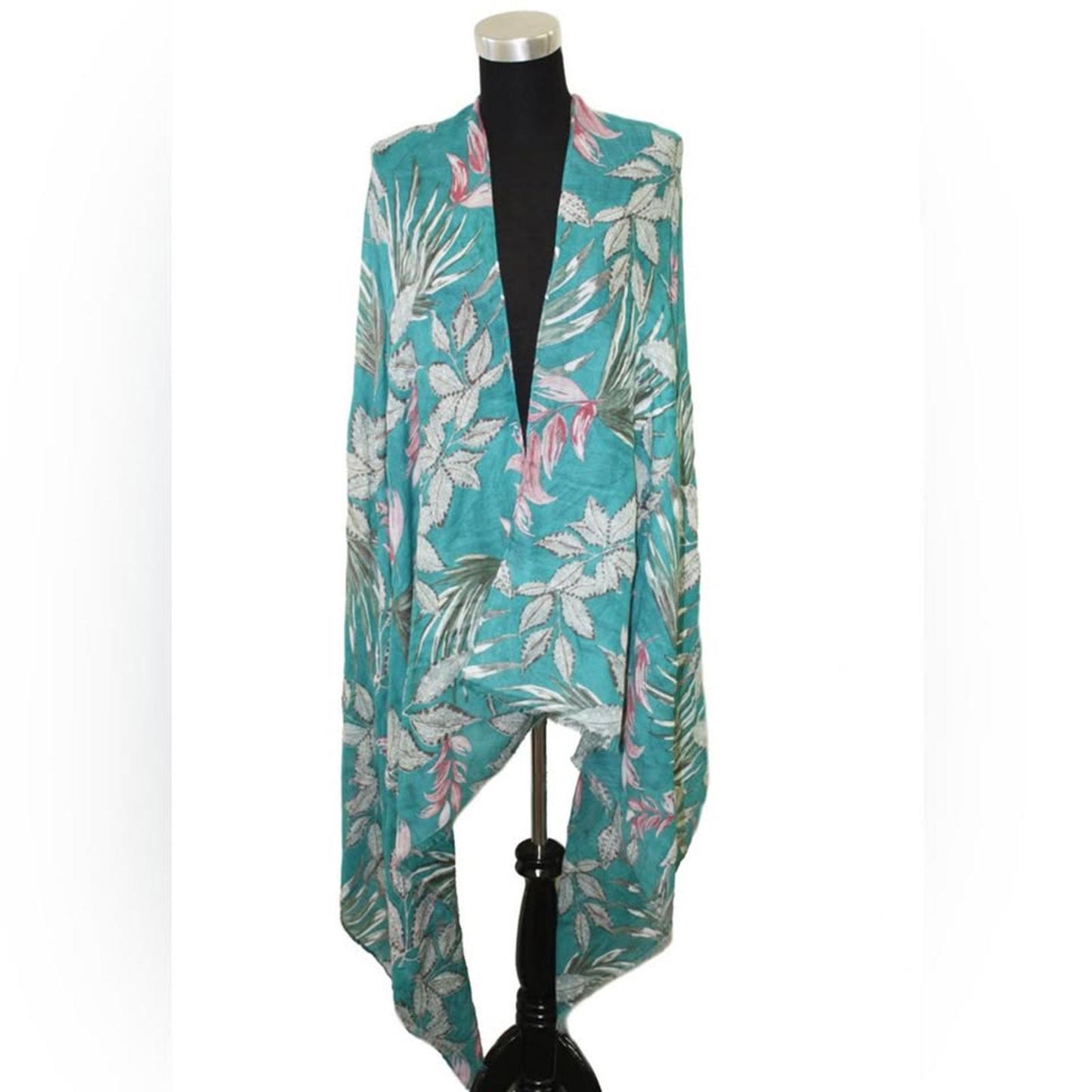 Tropical Leaf Print Scarf -Swimsuit Coverup