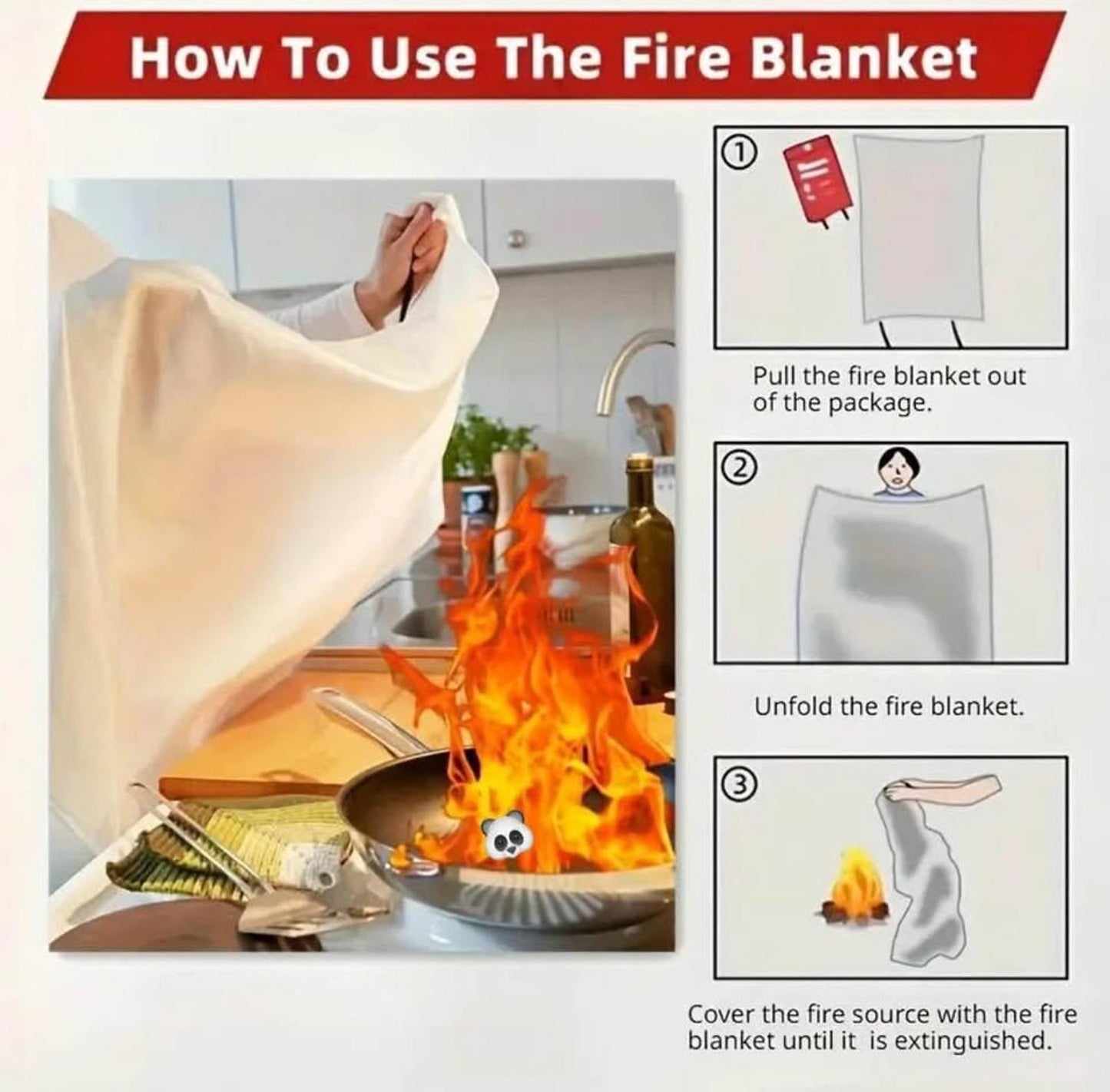 Emergency Fire Blanket โ Heat Resistant & Reusable (1ร1m)
