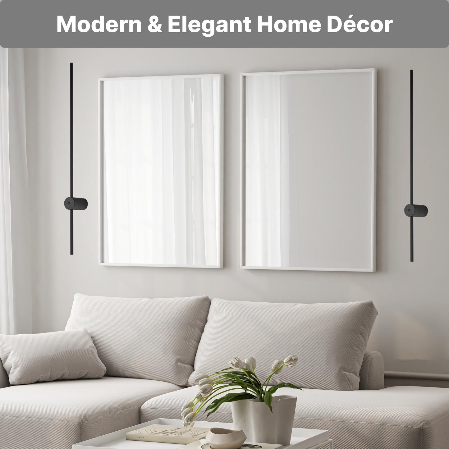 Rechargeable LED Wall Sconces Set of Two – No Wiring, App-Controlled