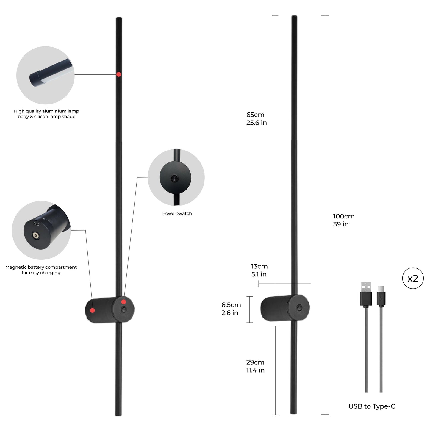 Rechargeable LED Wall Sconces Set of Two – No Wiring, App-Controlled