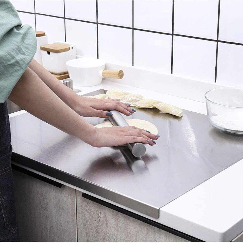 Extra Large 304 Stainless Steel Baking Board with Dough Scraper and Rolling Pin