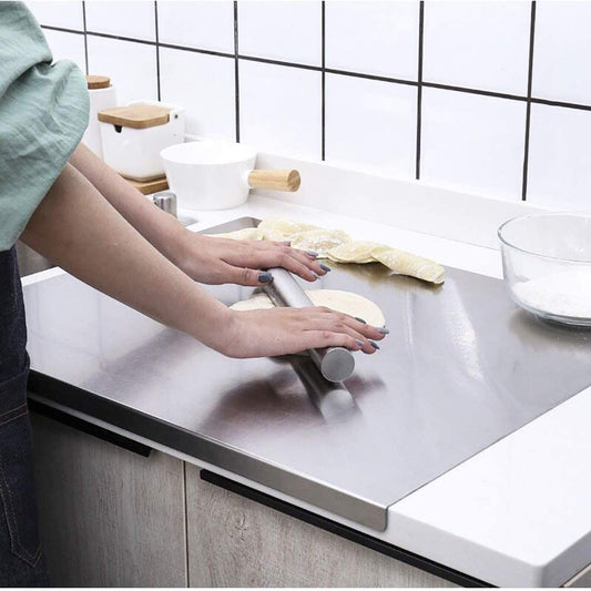 Extra Large 304 Stainless Steel Baking Board with Dough Scraper and Rolling Pin