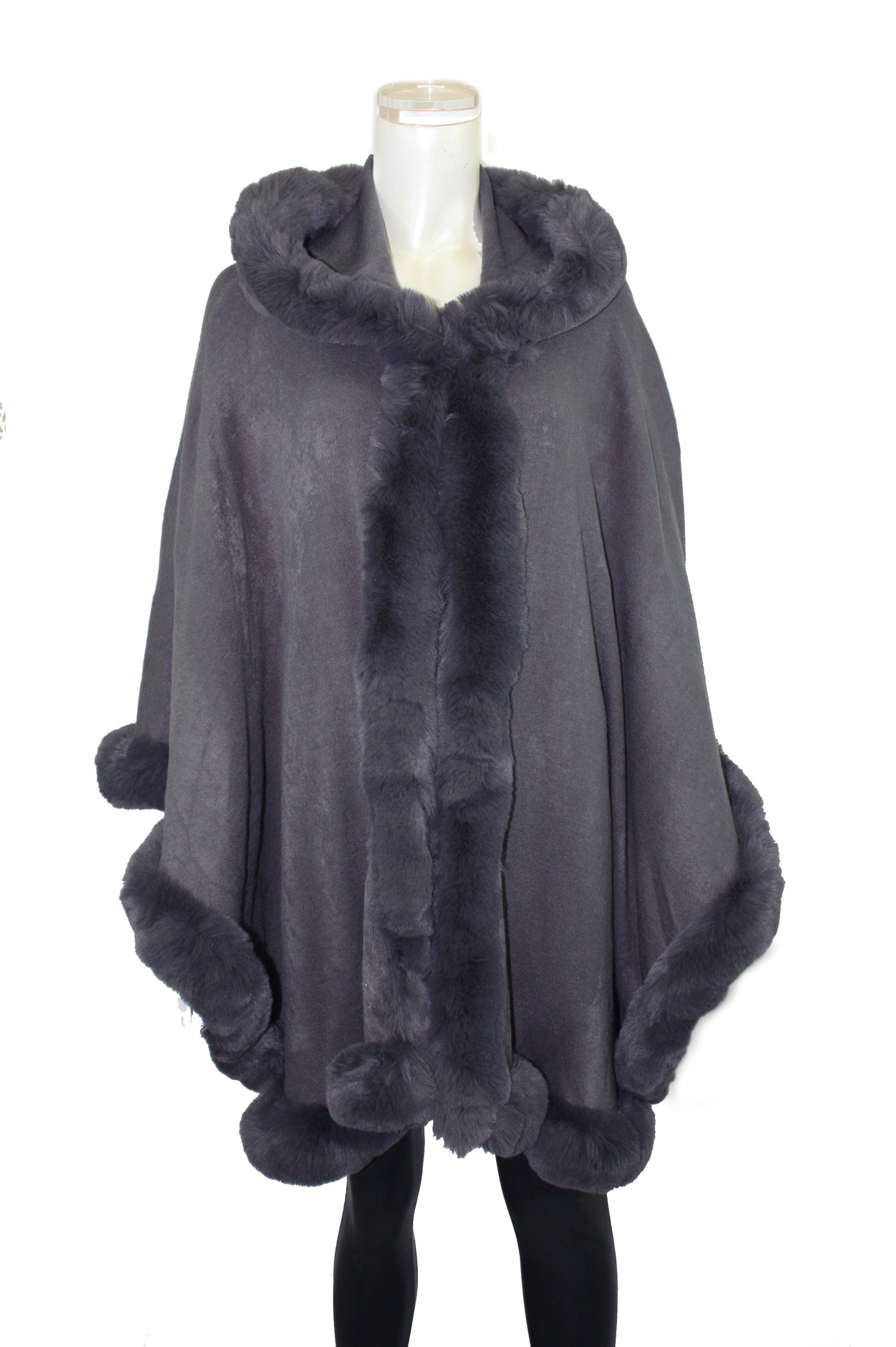 Cape with Fur Trim and Hood