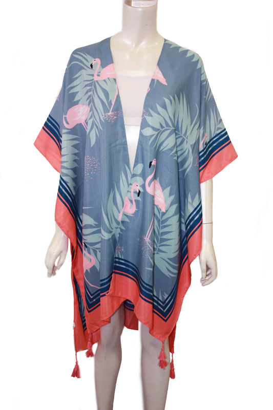 Flamingo printed kimono