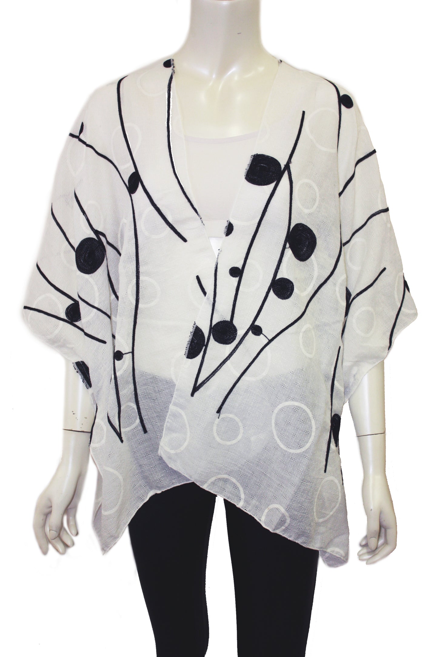 Abstract embroidery kimono