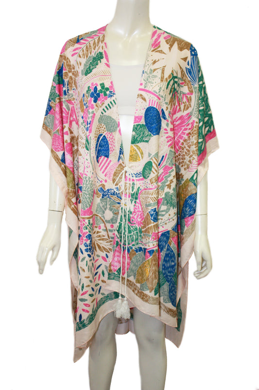 Abstract printed kimono