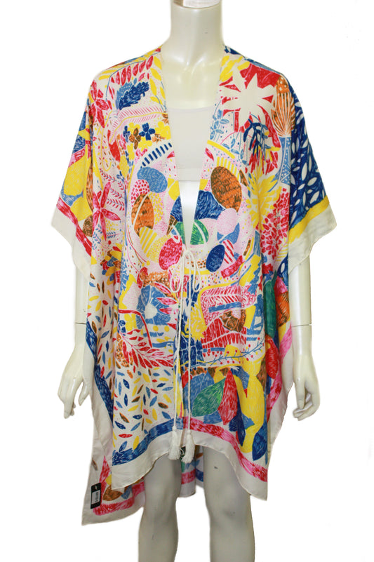 Abstract printed kimono