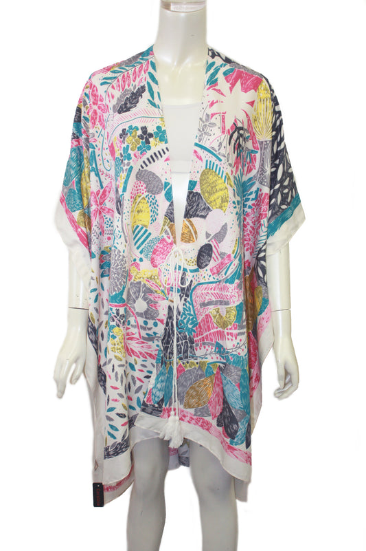 Abstract printed kimono