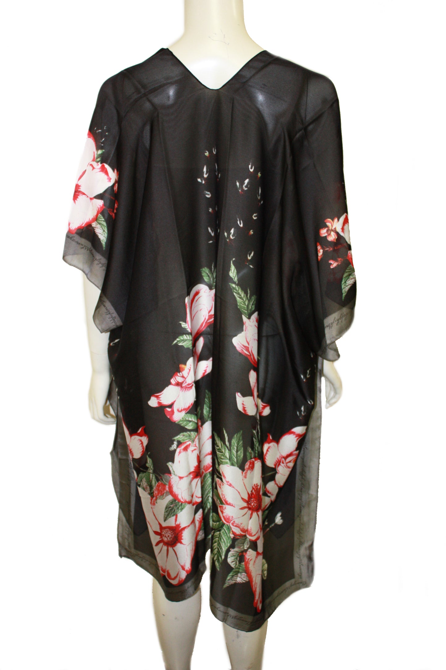 Satin effect floral kimono