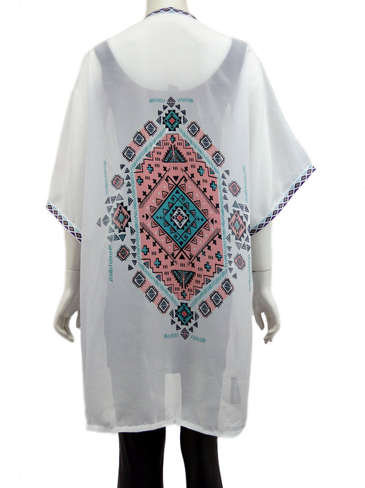 Geometric print kimono