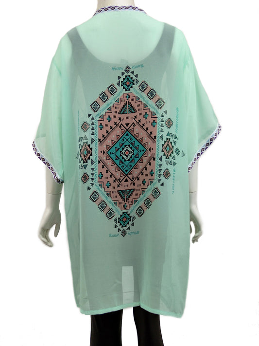 Geometric print kimono