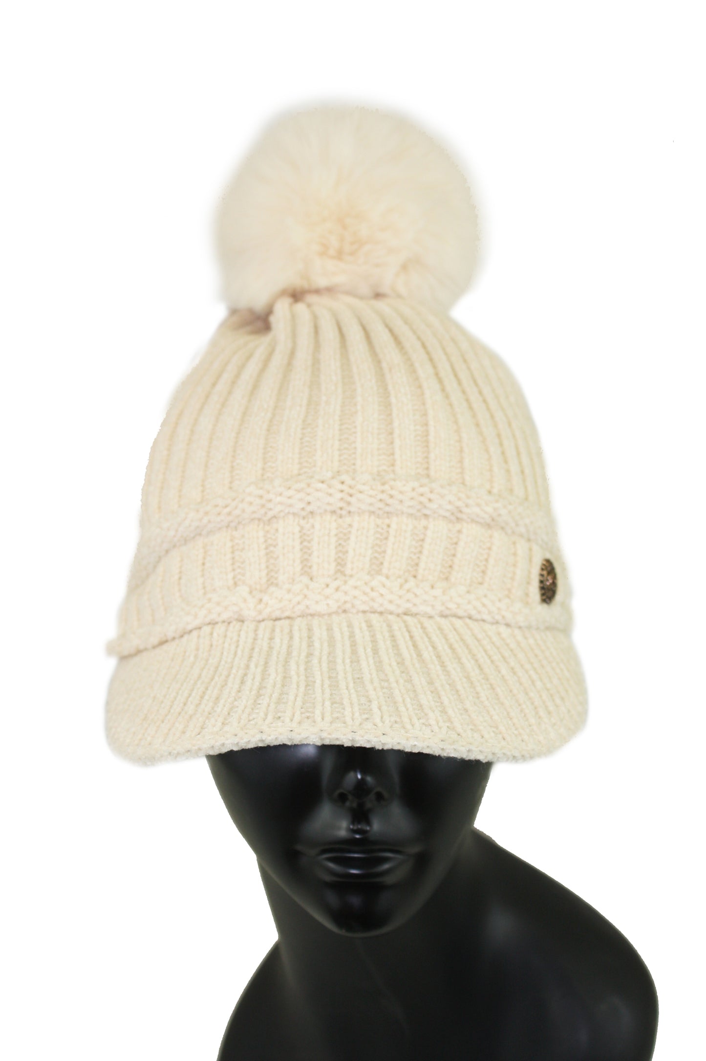 Knitted Cap with Pom Pom