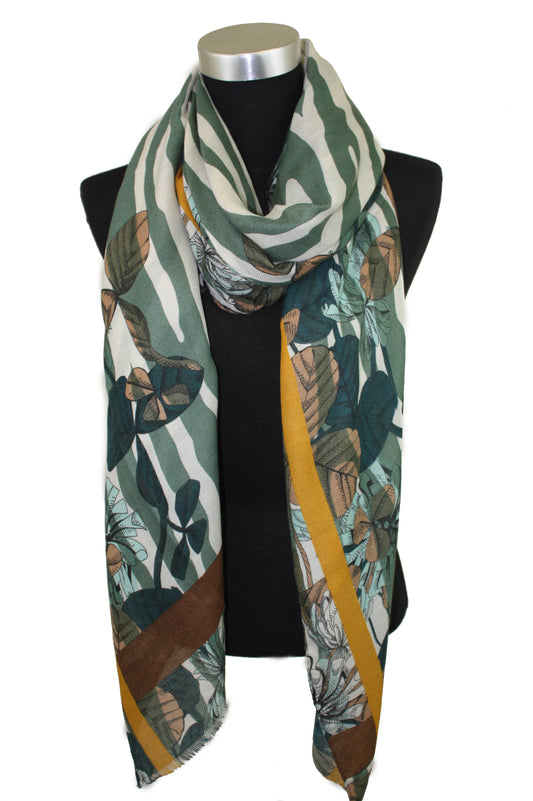 Abstract Floral Print Scarf