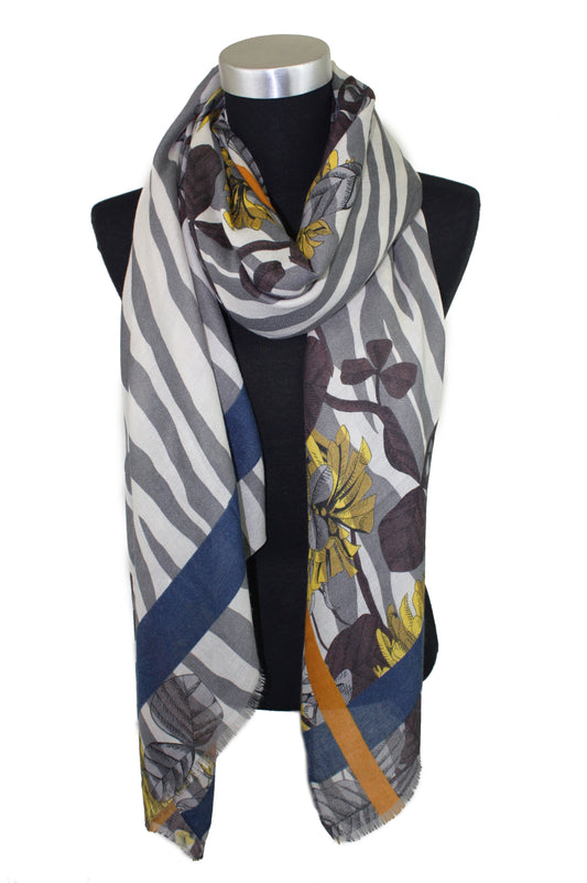 Abstract Floral Print Scarf