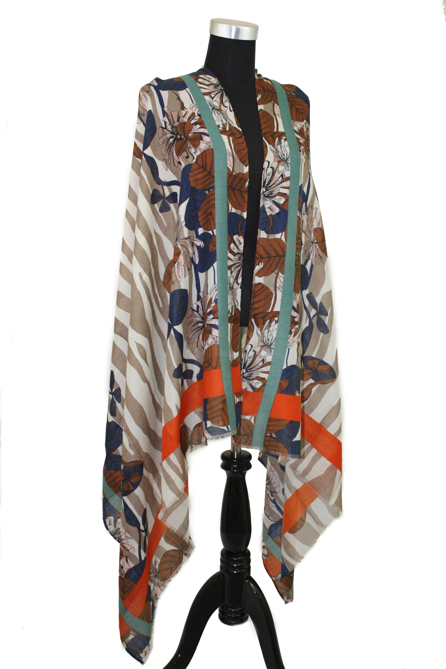 Abstract Floral Print Scarf