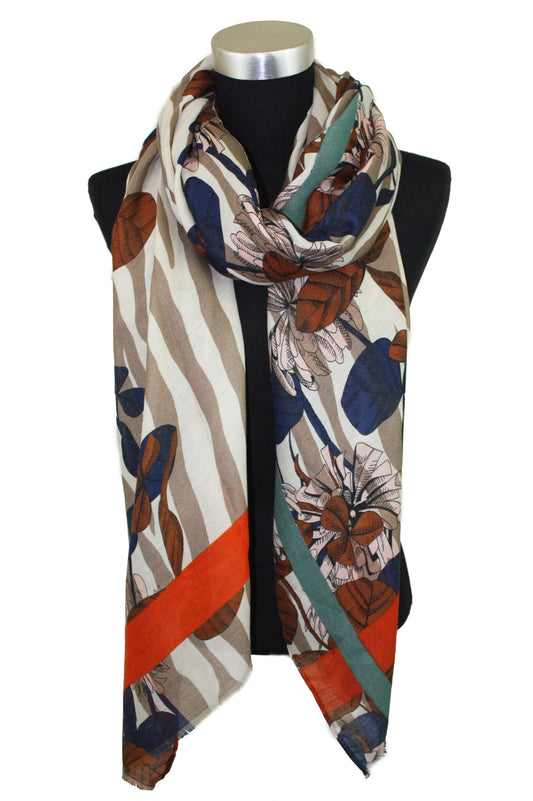 Abstract Floral Print Scarf