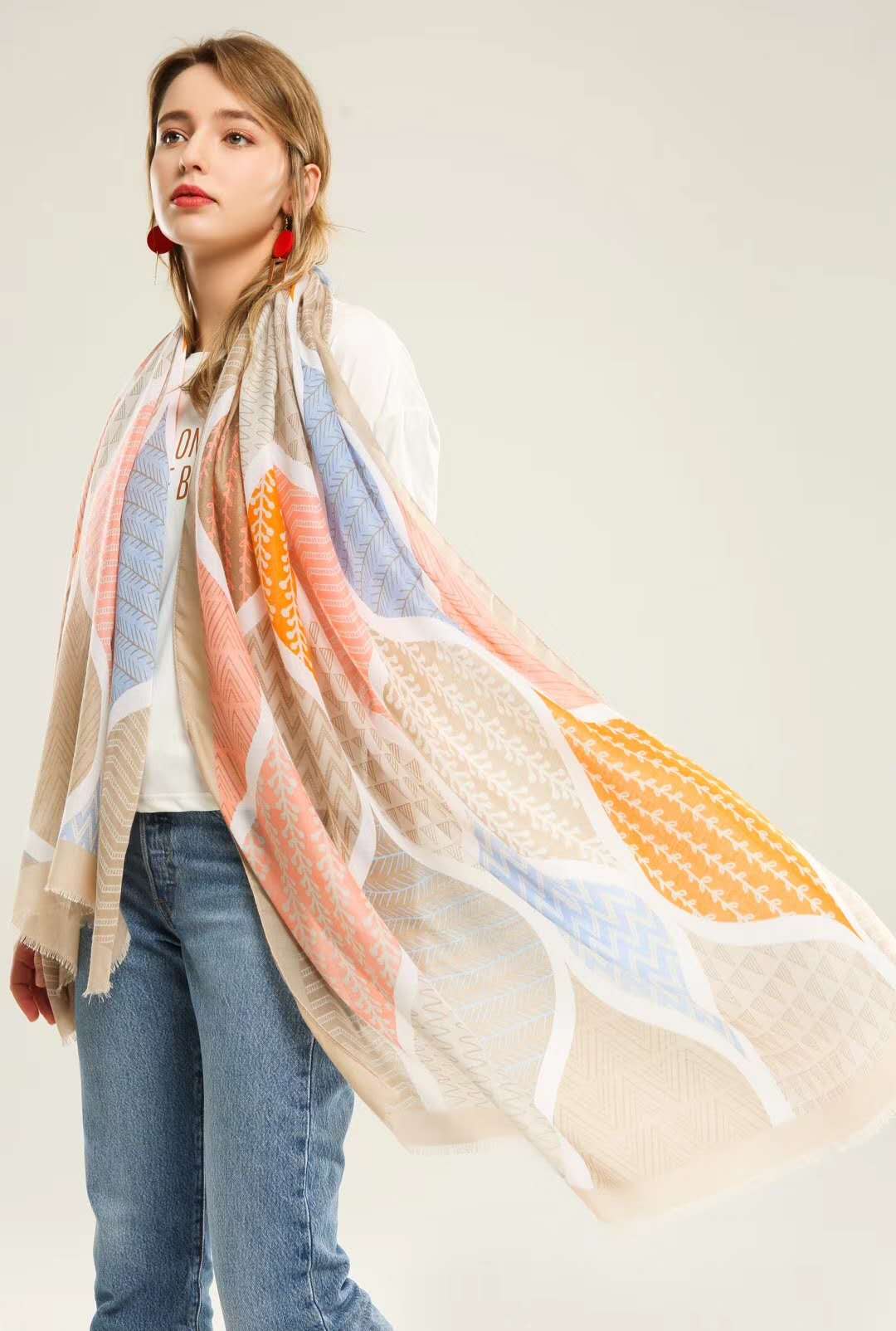 Abstract cotton scarf