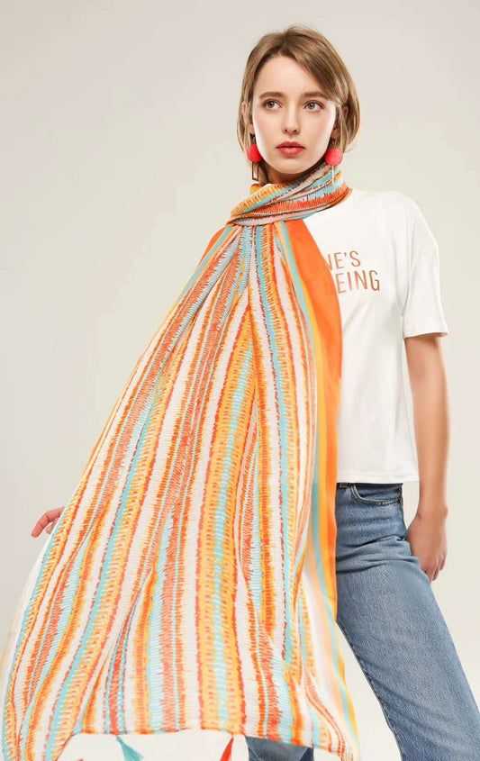 Cotton scarf with tassels