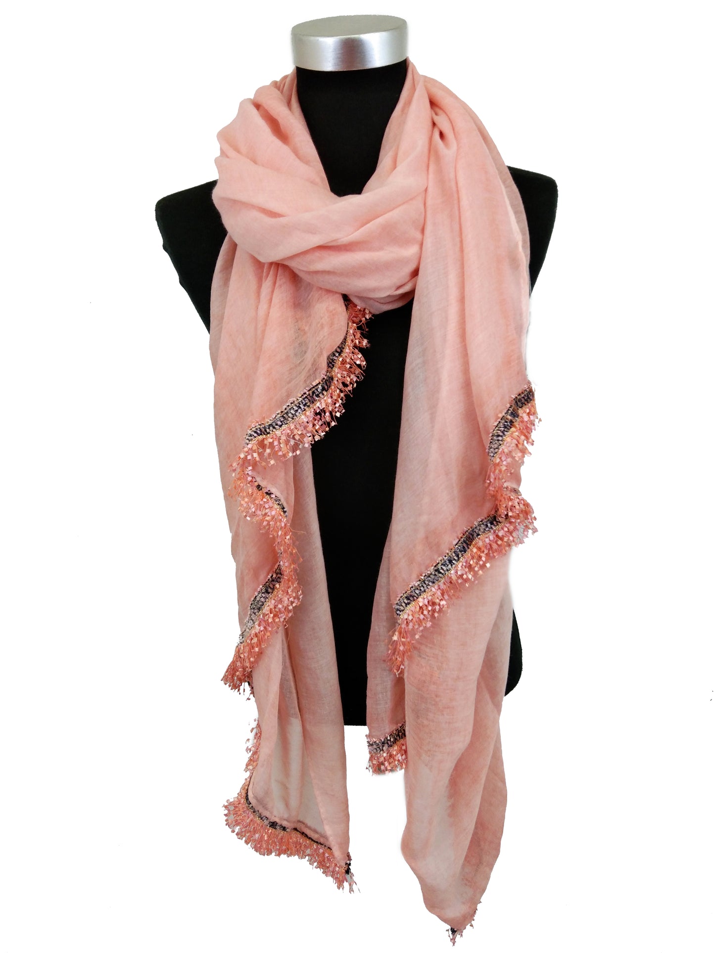 Cotton scarf with fringe