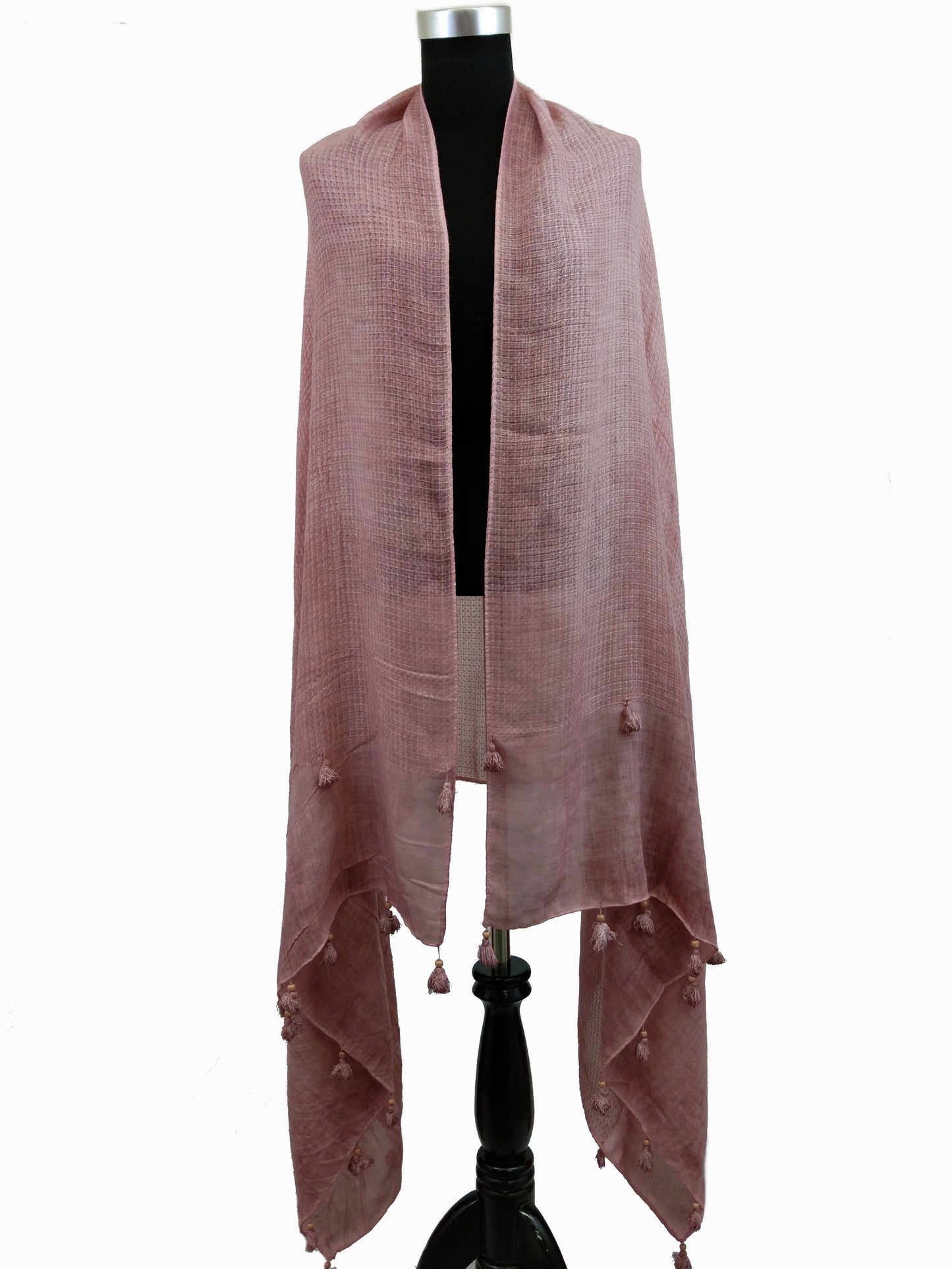 Textured Linen Scarf with Tassels