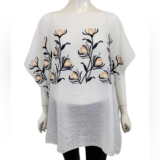 Embroidered White Tunic Top