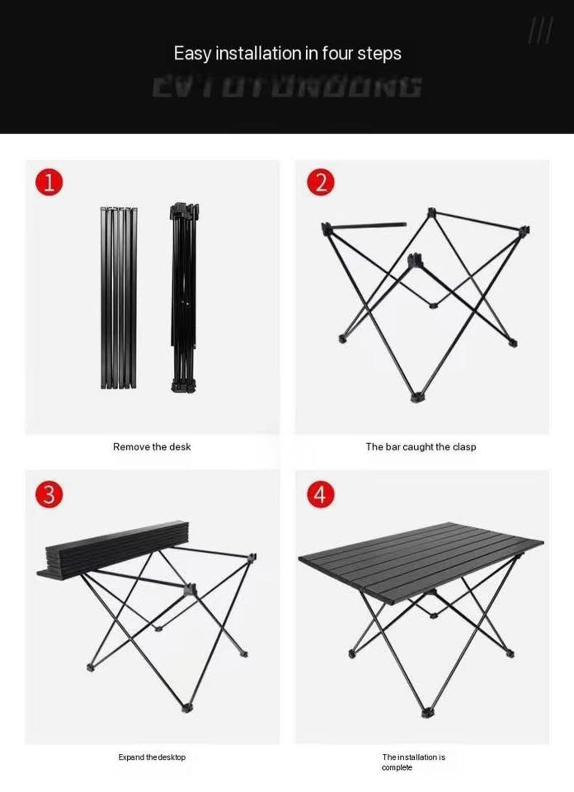 Folding Aluminum Camping Table with Storage Net