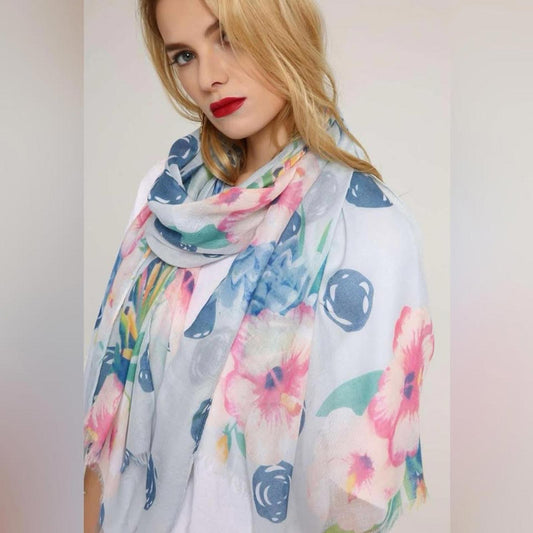 Floral Printed Lightweight Summer Shawl