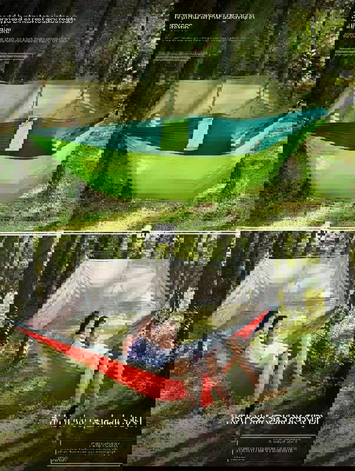 Outdoor Mosquito Net Hammock – Parachute Fabric & Setup Kit
